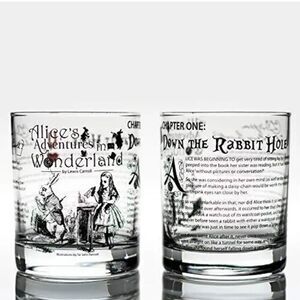 Greenline Goods Alice in Wonderland Whiskey Glasses Literature Rocks Glassware